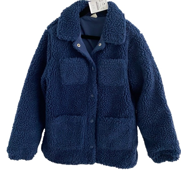 CREWCUTS Girl’s Navy Sherpa JacketSize: M (8-9)